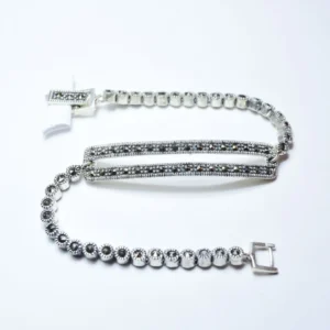 سلفر مأكسد شكل مستطيل مزين بالكامل بفصوص ماركيز طول 20 سم